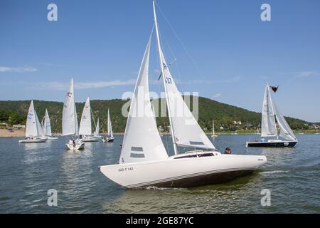 Regata di vela sull'Edersee / Germania il 2019-07-27. Foto Stock