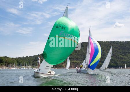 Regata di vela sull'Edersee / Germania il 2019-07-27. Foto Stock