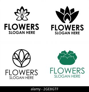 Commercio al dettaglio con simbolo fiore loto logo semplice Illustrazione Vettoriale