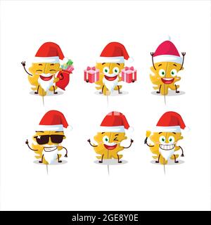 Emoticon di Babbo Natale con personaggio cartoon angelo foglia gialla di quercia. Illustrazione vettoriale Illustrazione Vettoriale