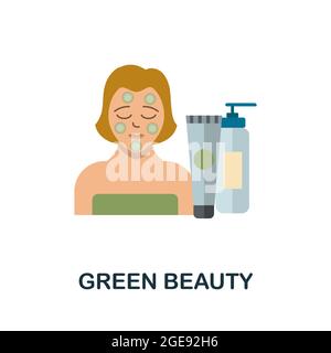 Icona bellezza verde. Elemento a segno piatto della collezione di prodotti eco-compatibili. Icona Creative Green Beauty per web design, modelli, infografiche e altro ancora Illustrazione Vettoriale