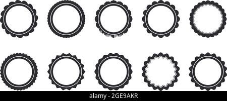 Badge vettoriale per premi o vendite in nero. Sfondo bianco isolato. Design piatto nero. Illustrazione Vettoriale