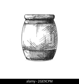 Vaso schizzo con miele, marmellata, conserve isolate su uno sfondo bianco. Illustrazione vettoriale Illustrazione Vettoriale