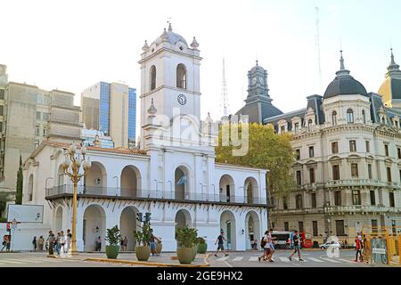 Il Cabildo, ex comune durante l'epoca coloniale e ora utilizzato per il servizio pubblico, Buenos Aires, Argentina Foto Stock