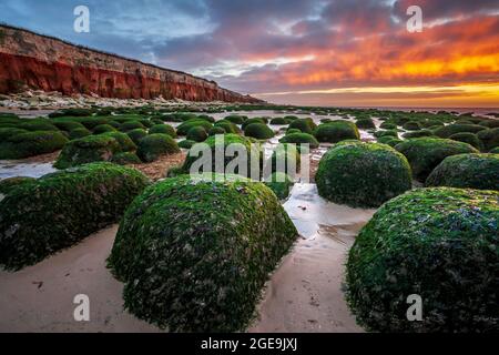 Hunstanton spiaggia al tramonto. Foto Stock