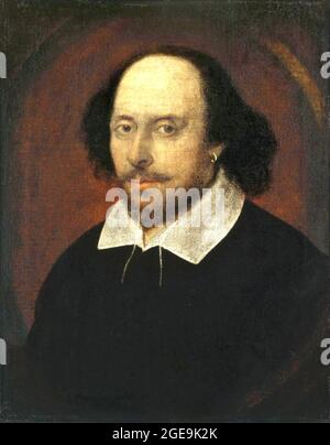 Questo è l'unico ritratto di Shakespeare che ha una buona pretesa di essere stato dipinto dalla vita, e può essere da un pittore chiamato John Taylor. Foto Stock