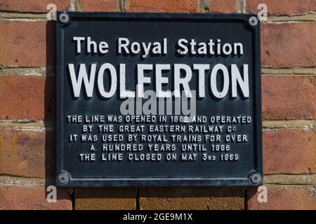 British Railways segno per la Royal Station a Wolferton. Foto Stock