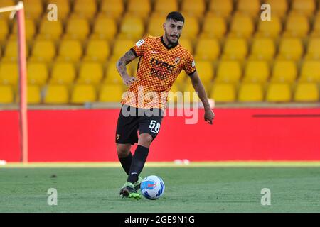 Diego Pastina giocatore di Benevento, durante la partita di Coppa Italia rta Benevento vs Spal risultato finale 2-1, partita disputata allo stadio Ciro Vigorito di B. Foto Stock