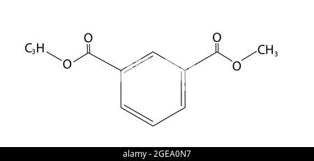 Struttura chimica del dimetil isoftalato, Anatomia del dimetil isoftalato, struttura molecolare del dimetil isoftalato Illustrazione Vettoriale