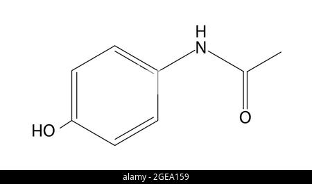 Struttura chimica del Paracetamolo, Anatomia del Paracetamolo, struttura molecolare del Paracetamolo, formula chimica del Paracetamolo, formula del Paracetamolo Illustrazione Vettoriale