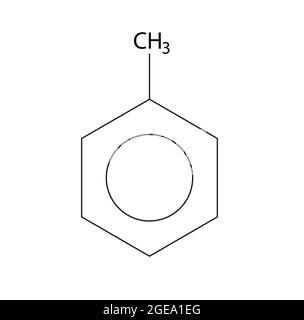 Struttura chimica del toluene, anatomia del toluene, struttura molecolare del toluene, formula chimica del toluene, configurazione del toluene, struttura del toluene Illustrazione Vettoriale