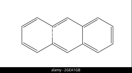 Struttura chimica dell'Anthracene, Anatomia dell'Anthracene, struttura molecolare dell'Anthracene, Formula chimica dell'Anthracene, Configurazione di base dell'Anthracene Illustrazione Vettoriale
