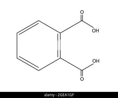 Struttura chimica dell'acido ftalico, anatomia dell'acido ftalico, struttura molecolare dell'acido ftalico, formula chimica dell'acido ftalico Illustrazione Vettoriale