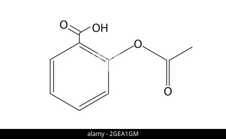 Struttura chimica dell'aspirina, Anatomia dell'aspirina, struttura molecolare dell'aspirina, formula chimica dell'aspirina, struttura chimica dell'aspirina Illustrazione Vettoriale