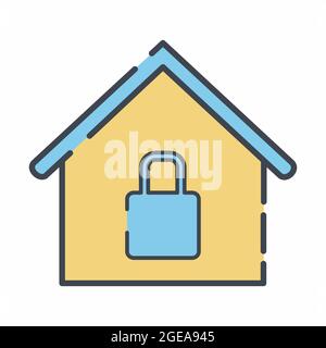 Grafica vettoriale di Secure House - stile di taglio della linea - illustrazione semplice. Tratto modificabile. Modello di disegno vettoriale.stile di contorno design.grafico vettoriale ill Illustrazione Vettoriale