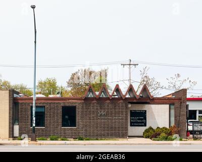 Edificio modernista su Peterson Avenue a Chicago Foto Stock