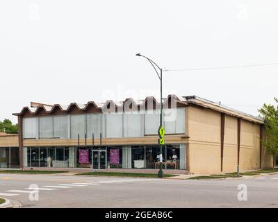 Edificio modernista su Peterson Avenue a Chicago Foto Stock