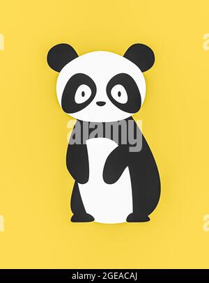 Panda su sfondo giallo Foto Stock