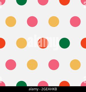Punti grandi colorati. Cerchi gialli, verdi, rosa, arancioni su sfondo chiaro. Modello senza giunture vettoriale. Texture astratta brillante per il vostro disegno, carta, t Illustrazione Vettoriale