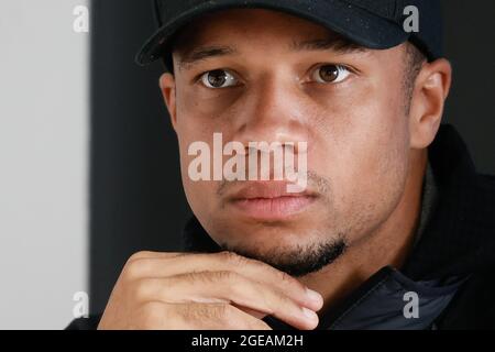 Il Vadis Odjidja-Ofoe di Gent è stato raffigurato durante la conferenza stampa della squadra di calcio belga KAA Gent, a Bielsko Biala, Polonia, mercoledì 18 agosto 2021. Acceso Foto Stock