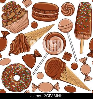 Motivo vettoriale senza cuciture con dolci al cioccolato. Illustrazione vettoriale. Illustrazione Vettoriale