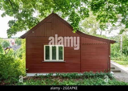 für, Einsteinhaus, Landhaus 1929 Albert Einstein, von Konrad Wachsmann erbaut, Gartenhaus Foto Stock