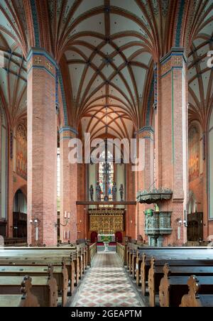 Güstrow, Pfarrkirche St. Marienkirche, Blick nach Osten Foto Stock