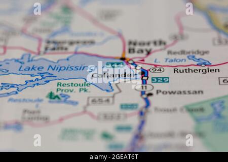 Callander Ontario Canada è indicato su una mappa stradale o una mappa ...