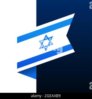 icona bandiera d'angolo di israele. emblema nazionale in stile origami. Illustrazione del vettore angolo di taglio della carta. Illustrazione Vettoriale