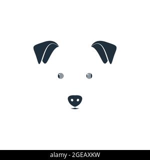 Illustrazione della testa carina del cane su sfondo bianco. Iconica minimale per il logo dell'animale domestico. Illustrazione Vettoriale