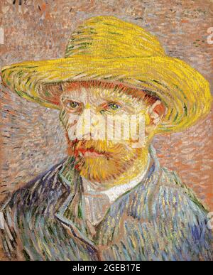 Autoritratto con cappello di paglia (1887) di Vincent Van Gogh Foto Stock