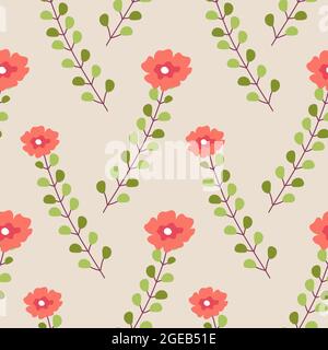 Fiori in fiore con steli e foglie vettore Illustrazione Vettoriale