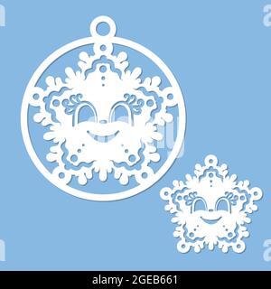 Dima di taglio laser. Palla di Natale. Vettore Illustrazione Vettoriale