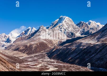 Lobuche paesaggio di montagna nella regione Everest in Himalaya, Nepal Foto Stock