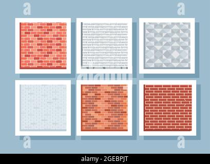 sei mattoni pareti sfondi Illustrazione Vettoriale