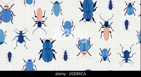 Motivo vettoriale senza giunture Blue Beetle Illustrazione Vettoriale