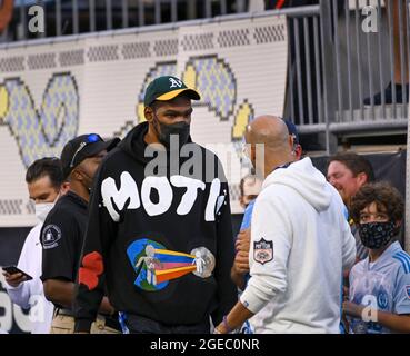 Chester, Pennsylvania, Stati Uniti. 18 agosto 2021. 18 agosto 2021, Chester PA- proprietario di minoranza dell'Unione di Philadelphia e NBA All Star Great, KEVIN DURANT, al Subaru Park di Chester PA (immagine di credito: © Ricky Fitchett/ZUMA Press Wire) Foto Stock