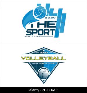 Club sportivo con logo emblema di pallavolo Illustrazione Vettoriale