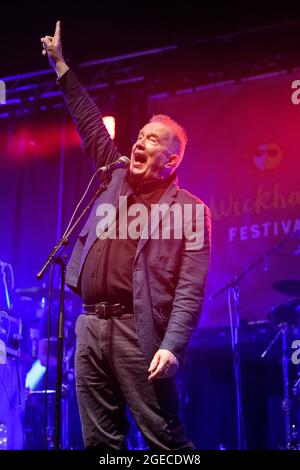 Cantante e DJ, Tom Robinson si esibisce con la SAS Band (Spike's All Stars) al Wickham Festival, Hampshire. 5 agosto 2021 Foto Stock