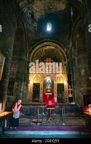 Complesso monastico di Sevanavank sulla riva del lago di Sevan in Armenia Foto Stock