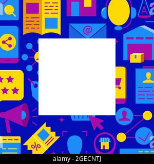 Poster Omni channel in stile piatto con posto per il testo. Illustrazione vettoriale. Illustrazione Vettoriale