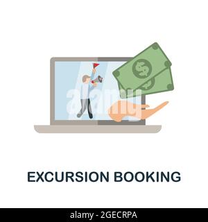 Escursione Booking flat icona. Cartello colorato della collezione escursioni. Creative Excursion Booking icona illustrazione per il web design, infografica e. Illustrazione Vettoriale