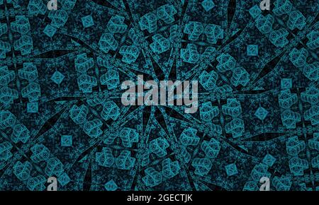 Illustrazione astratto modello caleidoscopico in colore giada originato da fotografia di foglie di bambù verde progettate per piastrelle, carta da parati, tessuti o. Foto Stock