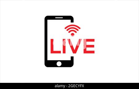 Concetto di flusso in tempo reale con pulsante di riproduzione sullo schermo dello smartphone per la trasmissione in linea, servizio di streaming illustrazione vettoriale Illustrazione Vettoriale