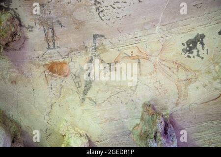 Thai's grotta pittura a Krabi Foto Stock