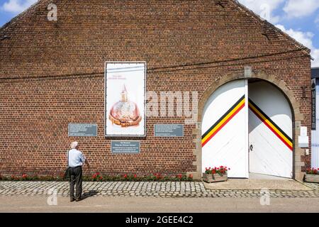 Museo della prima guerra mondiale Battaglia degli elmetti d'argento / scorie der Zilveren Helmen circa l'ultima grande carica di cavalleria da parte dell'esercito tedesco a Halen, Limburgo, Belgio Foto Stock