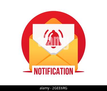 Notifica e-mail. Notifica di una nuova e-mail. Nuovo messaggio e-mail. Isolato su sfondo bianco Illustrazione Vettoriale