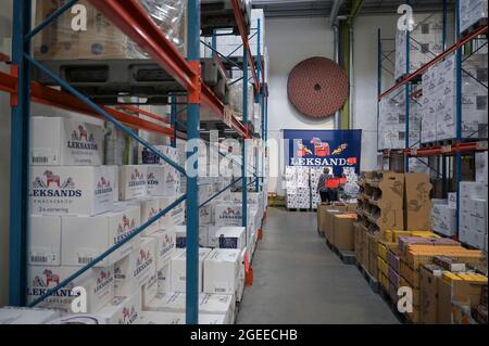 SVEZIA, Leksand, fabbrica di pani croccanti Leksands Knäckebröd / SCHWEDEN, Leksand, Knäckebrotfabrik Leksand Knäckebröd Foto Stock