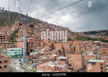 Teleferico (funivia) a la Paz, Bolivia Foto Stock