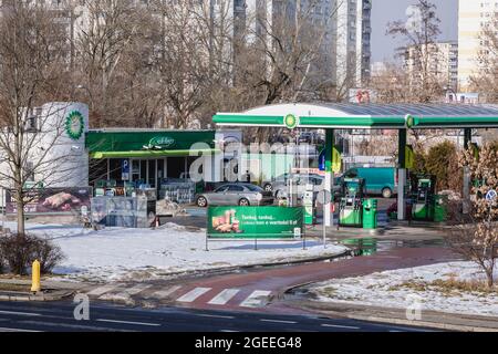 Stazione di servizio BP a Varsavia, Polonia Foto Stock